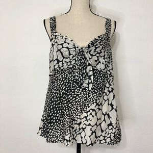 J. Crew Black and Cream Print Silk Camisole Top